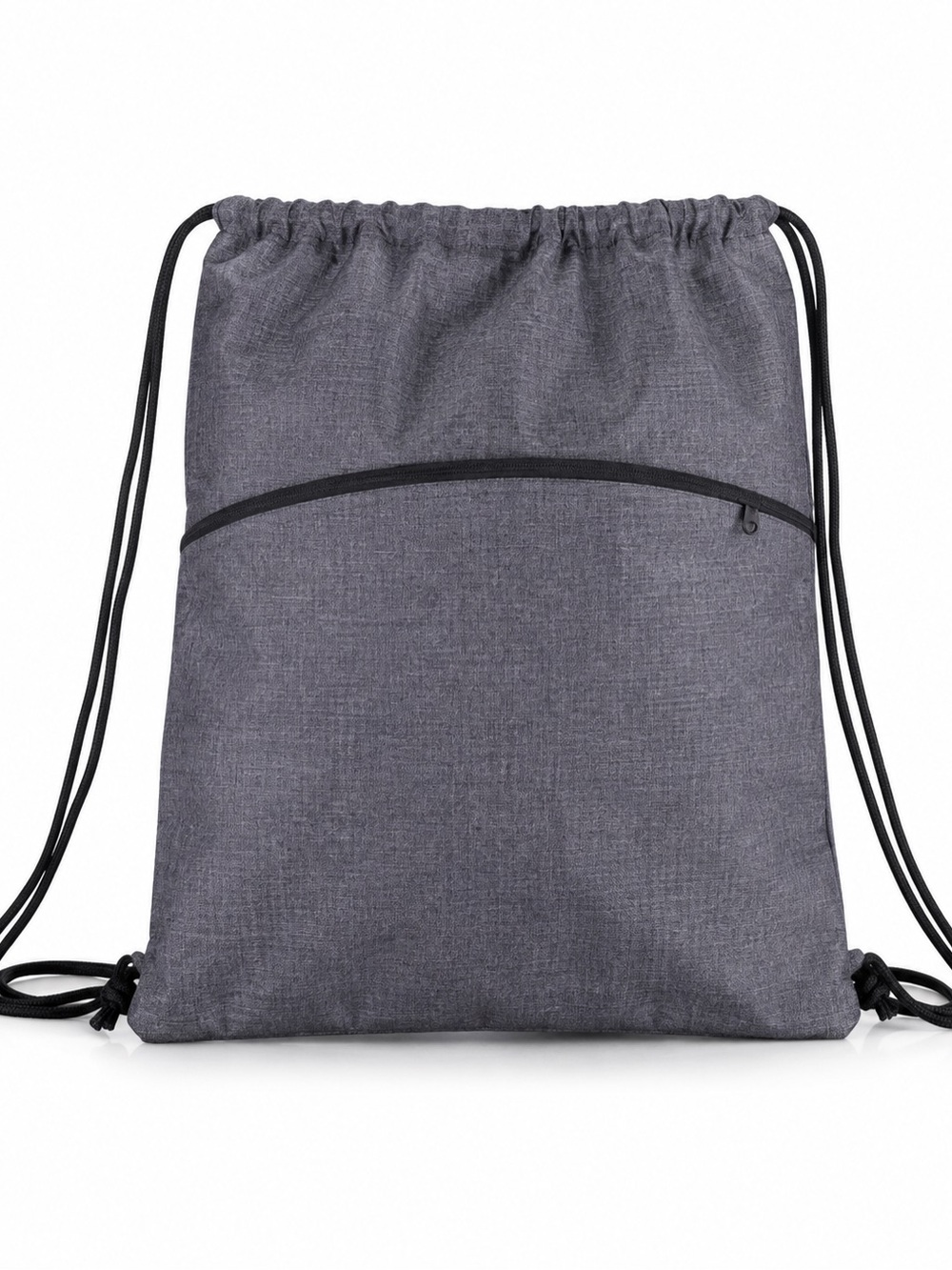Thirty-One Gray Cinch Drawstring Backpack Front Zip Pocket Gym Lined Cooler Bag
